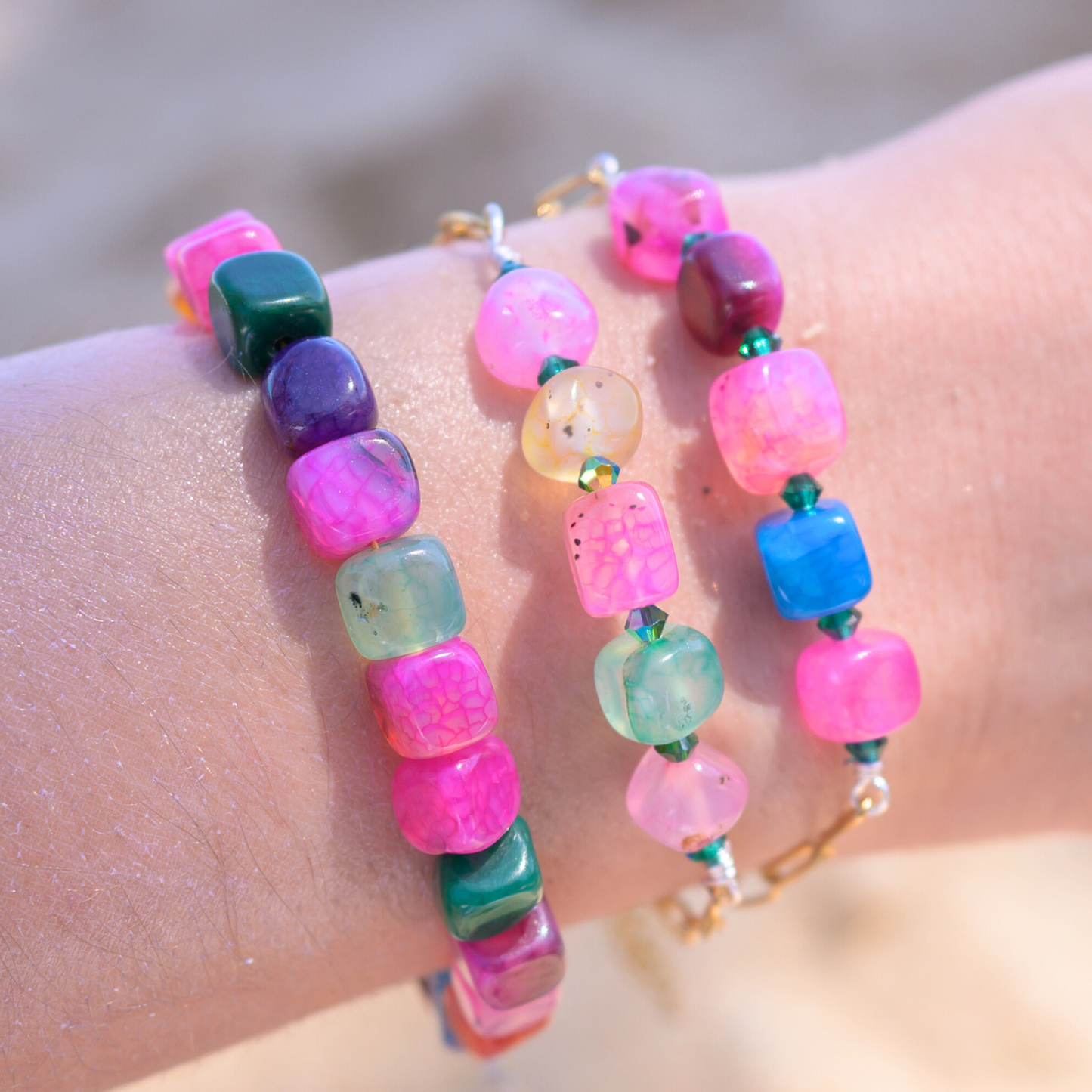 Escalera & Cayo Cardona ⟡ Colorful Agate Cubes Bracelet