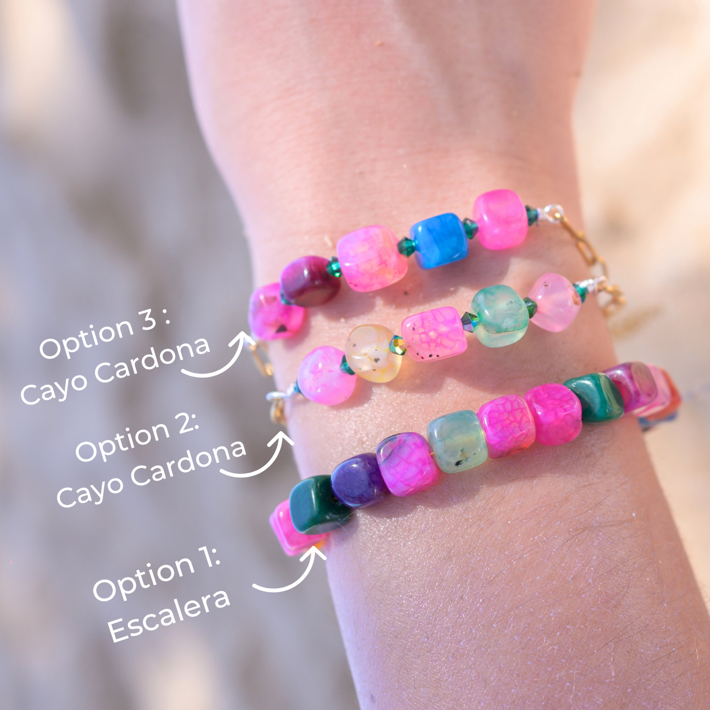 Escalera & Cayo Cardona ⟡ Colorful Agate Cubes Bracelet