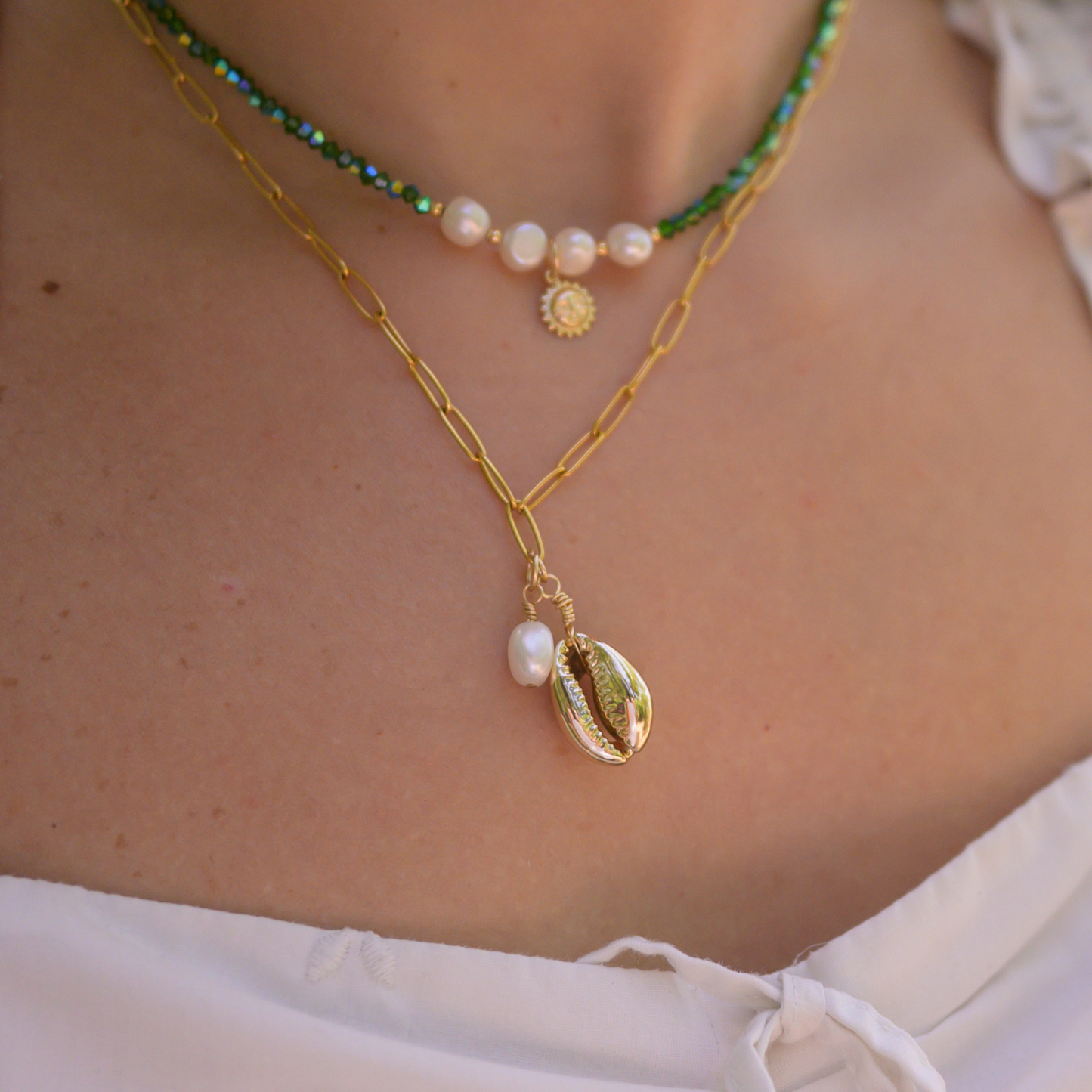 La Posita ⟡ Gold Cowrie Shell & Pearl Necklace