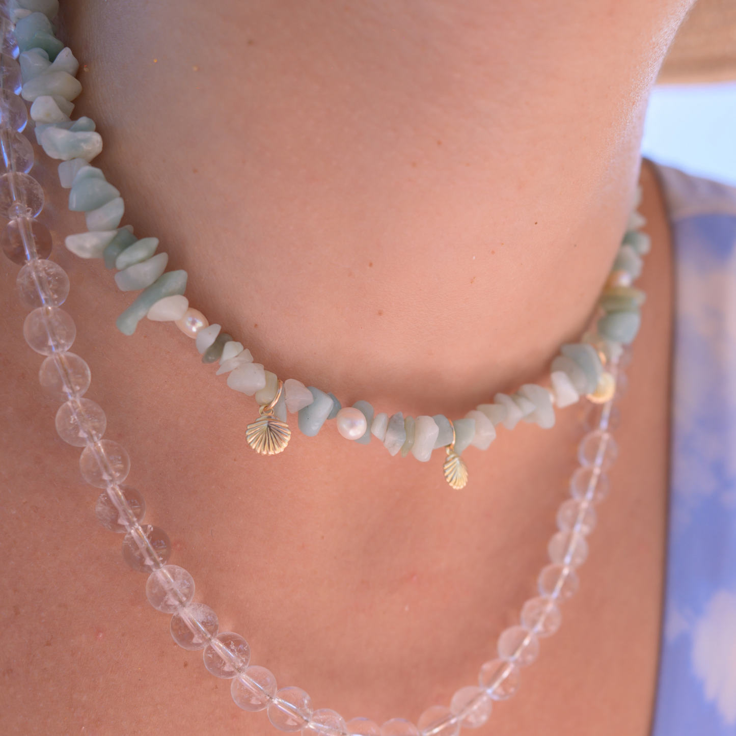 Punta Salinas ⟡ Aquamarine and Shells Necklace