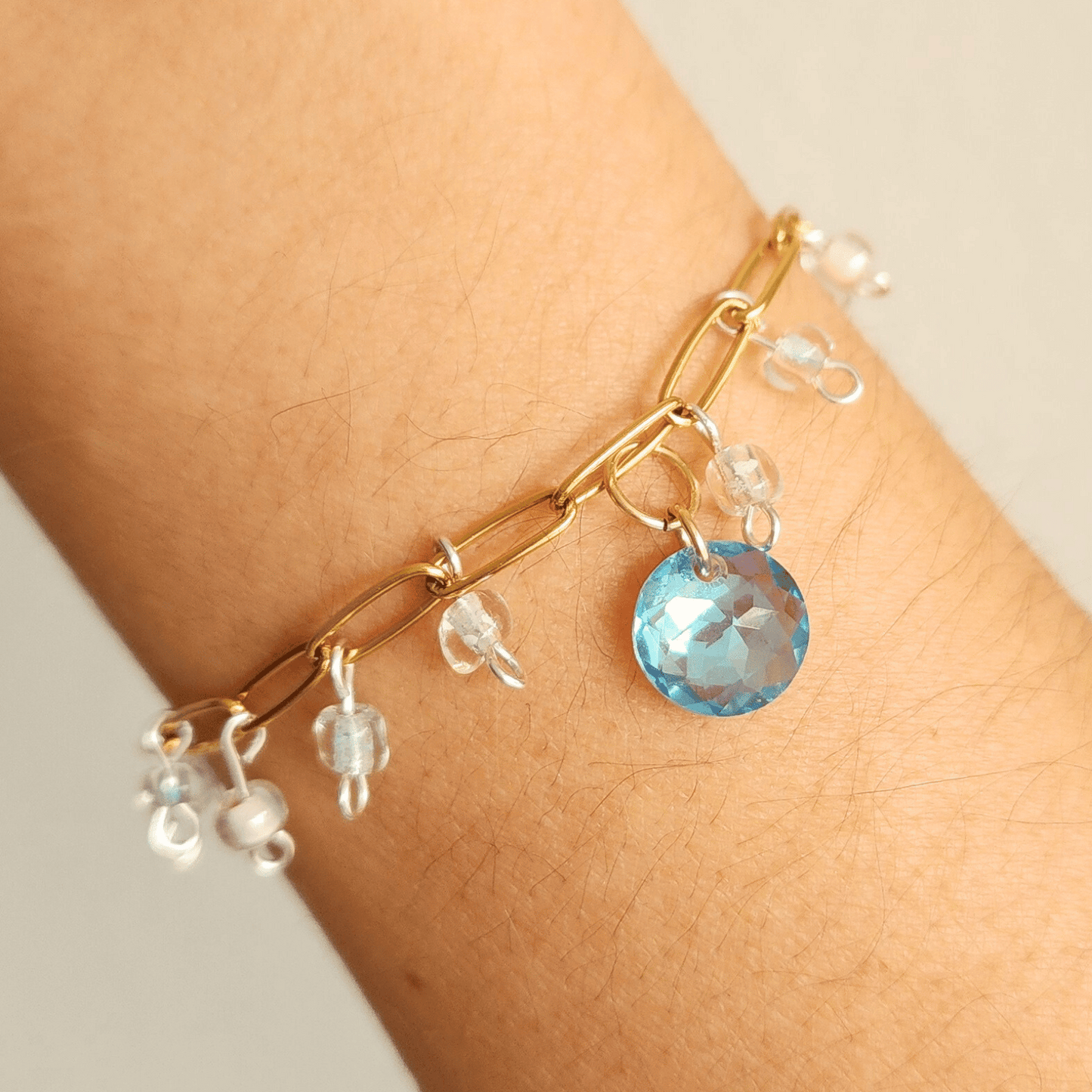 Tamarindo ⟡ Aquamarine Crystal Chain Bracelet