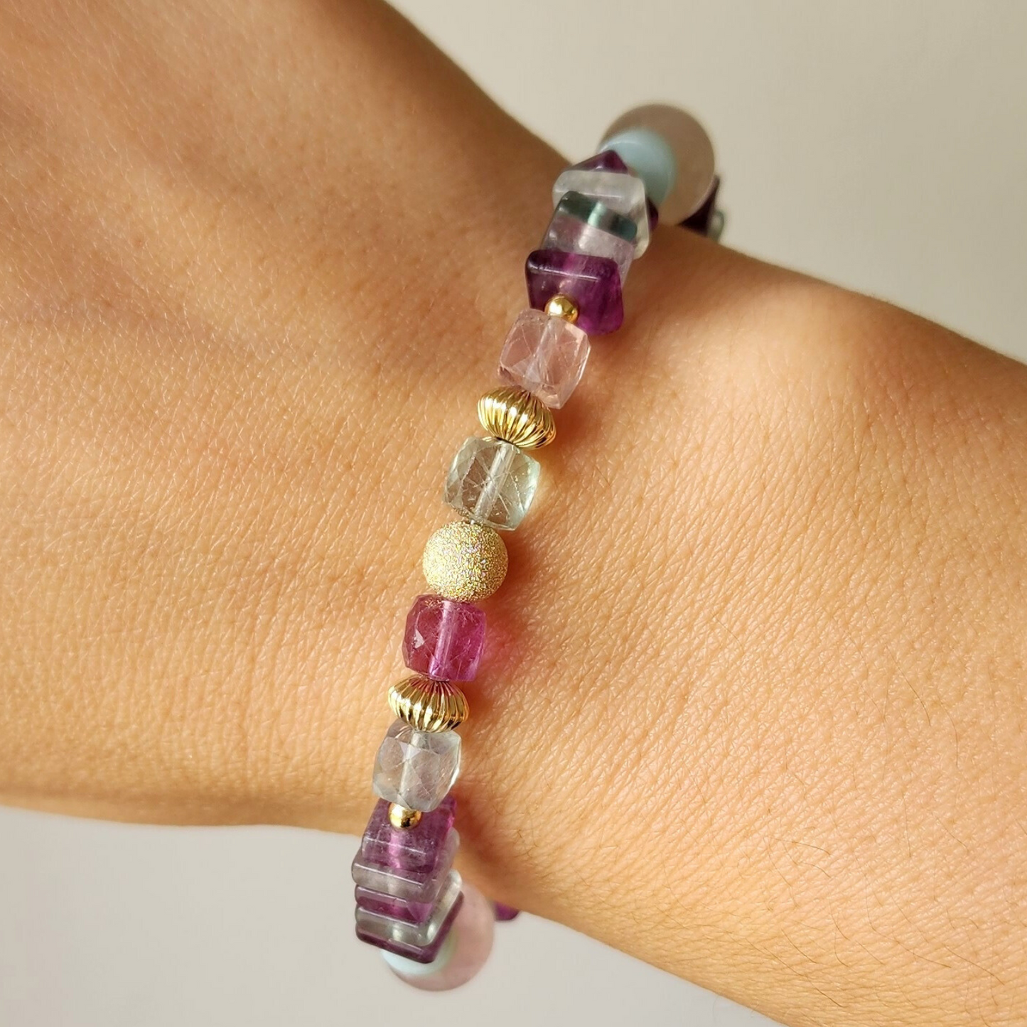 Rainbow Fluorite Natural Gem Bracelet