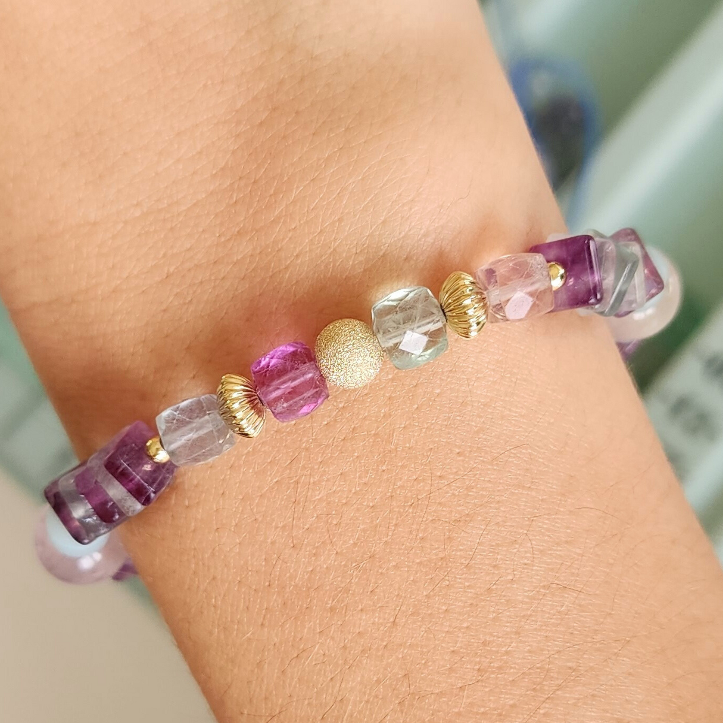 Rainbow Fluorite Natural Gem Bracelet