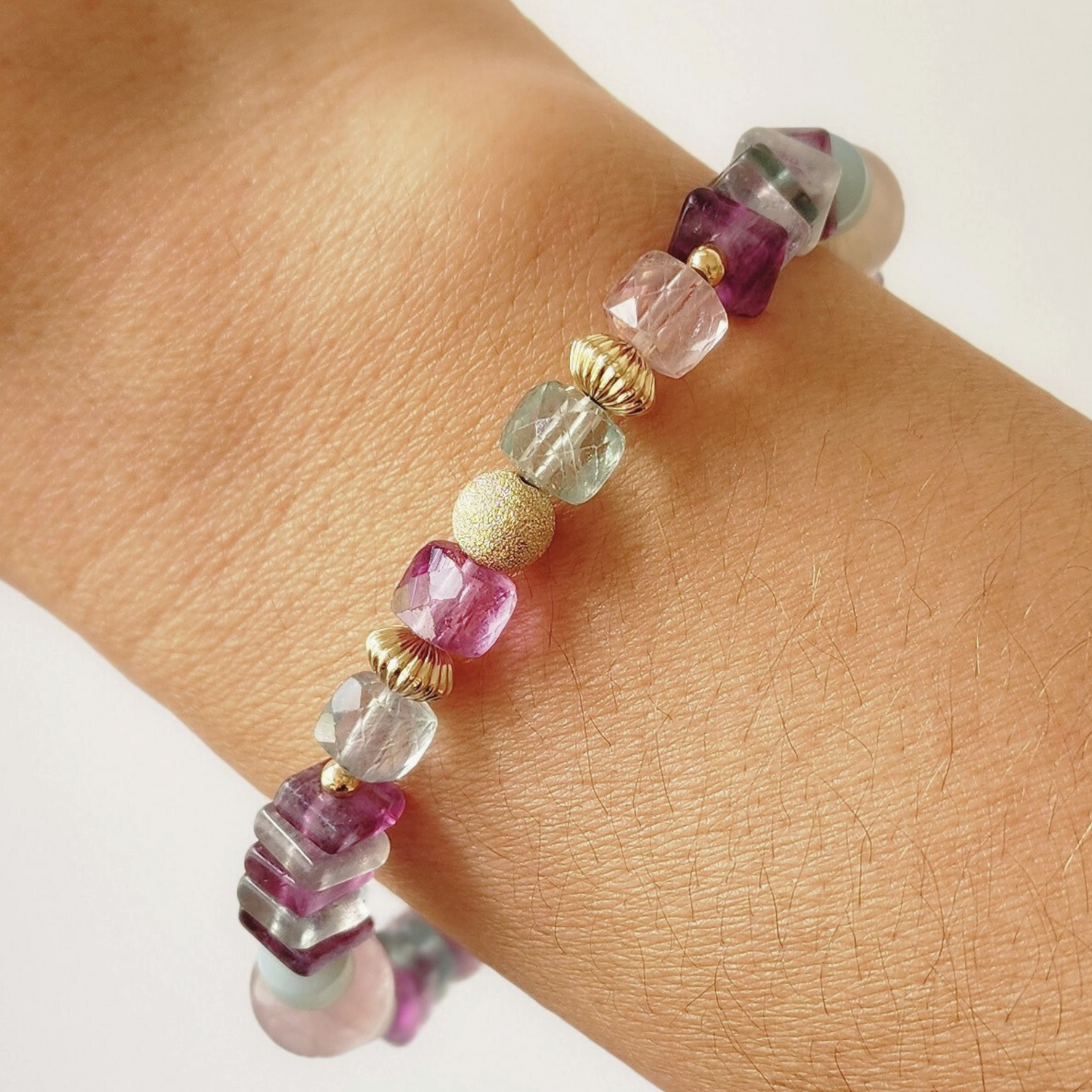 Rainbow Fluorite Natural Gem Bracelet