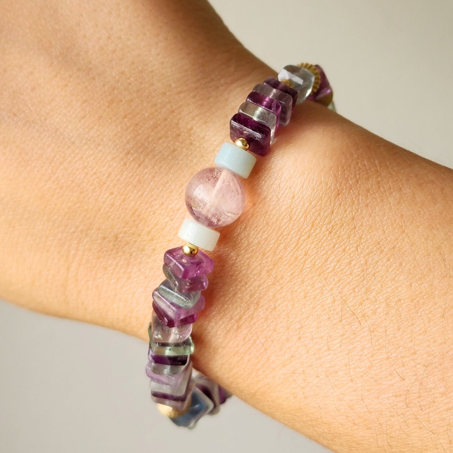 Rainbow Fluorite Natural Gem Bracelet