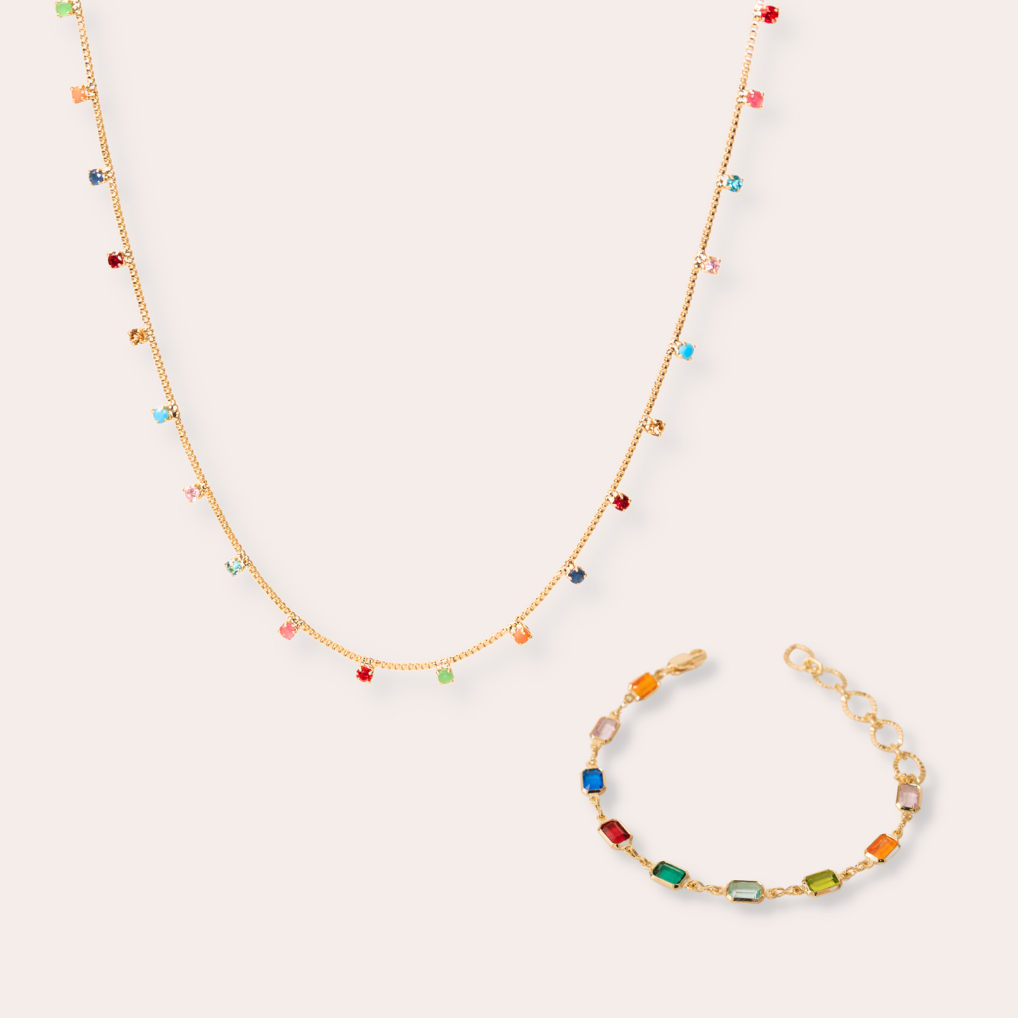 Gift Set ⟡ Elegant Colorful Necklace & Bracelet