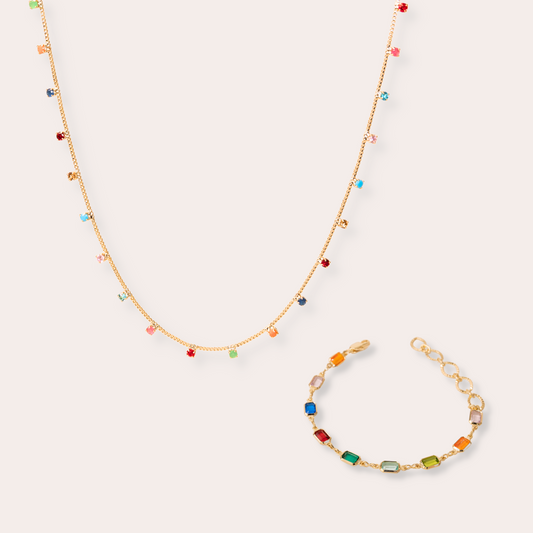 Gift Set ⟡ Elegant Colorful Necklace & Bracelet